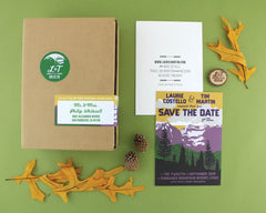Sundance Resort Save the Date, Wood Magnet, and Mailing Box with Label and Sticker