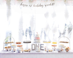 Onederful Birthday Banner, Backdrop, and Dessert Table Cards