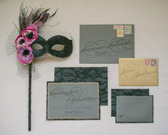 Romantic Mardi Gras Wedding Invitation Suite