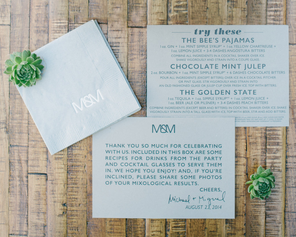 Housewarming Celebration Foiled Napkins, Recipe Card, and Thank You Card