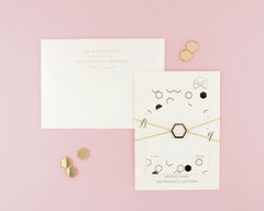Bee and Honeycomb Wedding Invitation and Foil Printing Return Address Envelope