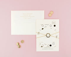 Bee and Honeycomb Wedding Invitation and Foil Printing Return Address Envelope