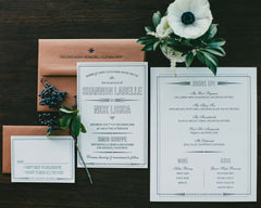Art Deco Navigation Letterpress Wedding Invitation Suite